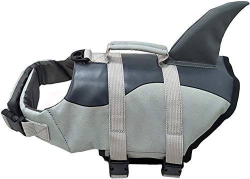 Haooyeah Chalecos Salvavidas para Perros, Chalecos Salvavidas para Perros con arnés, Especies de Peces Pet Puppy Floatation Chaleco Salvavidas Traje de baño de Seguridad con Rayas Reflectantes