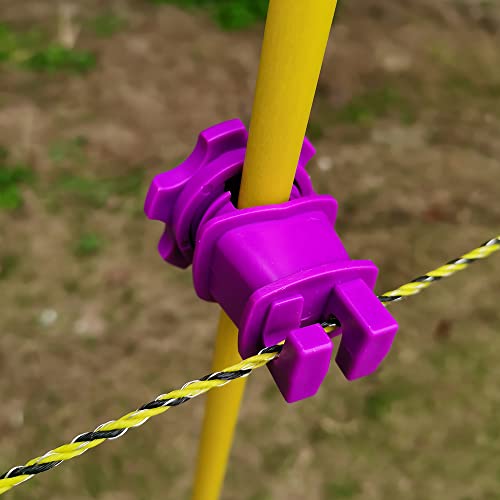 FENCE SHOCK 25PCS Screw Tight Round Post Insulator, Electric Fence Wire Holding Insulator, Two Piece Suit (Purple) - Thumbnail 6