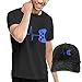 Produktbild LYZBB Herren Kurzarmshirt Heartbeat of A Gamer Adult Round Neck Short Sleeve T-Shirts Black and Adjustable Cowboy Hat