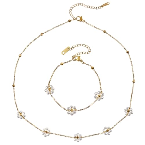 Image of Xinjoduz Daisy Bracelet for Women Dainty Gold Flower Jewellery Adjustable Stainless Steel Charm Bracelet Birthday Gift