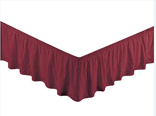 Sheets & Beyond Super Soft Solid Bedroom Brushed Microfiber 14 Inch Drop Elastic Pleated Ruffled Bedding Bed Skirt (Queen/King, Burgundy) #TOP24