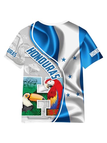 DFZ Boys’Honduras Flag T-Shirt Graphic Short Sleeve Crew Neck T-Shirt Unisex Kids Honduras Jersey3