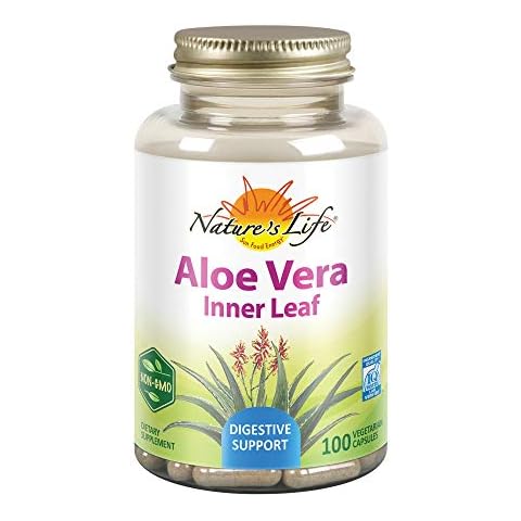 Nature's Life Aloe Vera Inner Leaf | Skin Health, Digestive Support & Regularity Formula | with Fennel | Non-GMO & Vegan | No Fillers | 100 Veg Caps Cover