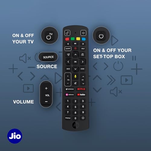 Image of Jio Original & Genuine Bluetooth Voice Remote for JioFiber Set-Top Box | 43-Key Universal Replacement | Easy Pairing | 6-Month Warranty