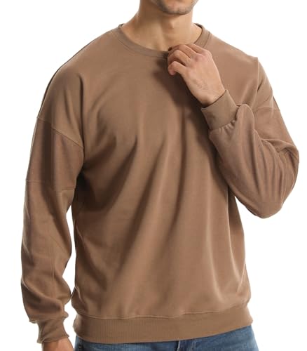 Suwangi Men's Crewneck Sweatshirts Patchwork Athletic Workout Sweat Shirt Casual Loose fit Long Sleeve Pullover Tops for Men2