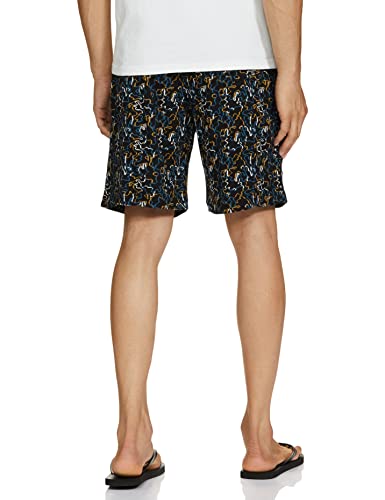 Image of Bumchums Men Mercerised Printed Knee Length Cotton Bermuda Shorts with One Side Zip Pocket, Pack of 1