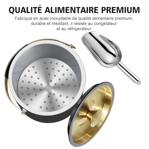 Seau à glace double paroi élégant en inox noir mat de prestige
