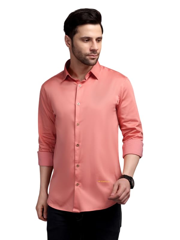 Image of The Stripp & Co Men's Full Sleeve Cotton Solid Shirt | Regular Fit Casual | Soft & Breathable Fabric | Button-Down Collared Formal,& Office Wear | Everyday Shirt | Sizes M to 2XL