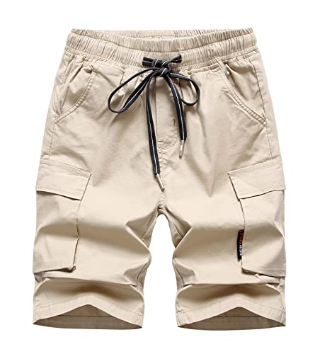 TLAENSON Boys Cargo Shorts Kids Pull On Husky Urban Summer Youth Bermuda Short Pants for School Khaki Size 150/10-11 Years