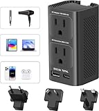 220v to 110v Voltage Converter US to Europe, Power Converter Adapter Combo (Black)