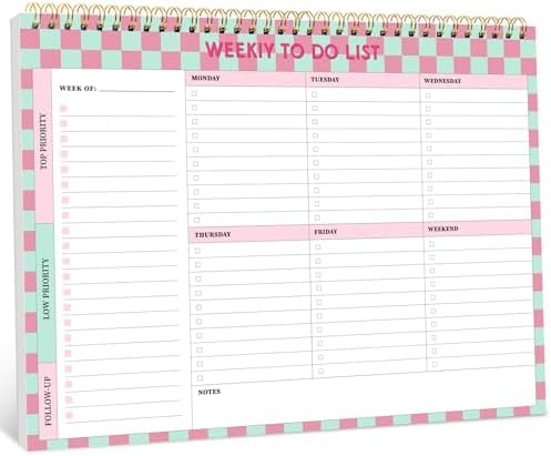 Taja Weekly To Do List Notepad with 52 Undated Sheets（8.5"×11"）- ...
