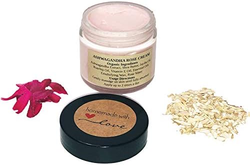 Navoms Beauty Organic Indian Ginseng Face Cream with Rosehip & Vitamin E Oil, Face Moisturizer, Anti Aging Face Cream, Ashwagandha Rose Face Cream, Ayurvedic Face Cream, VEGAN (0.5 oz)