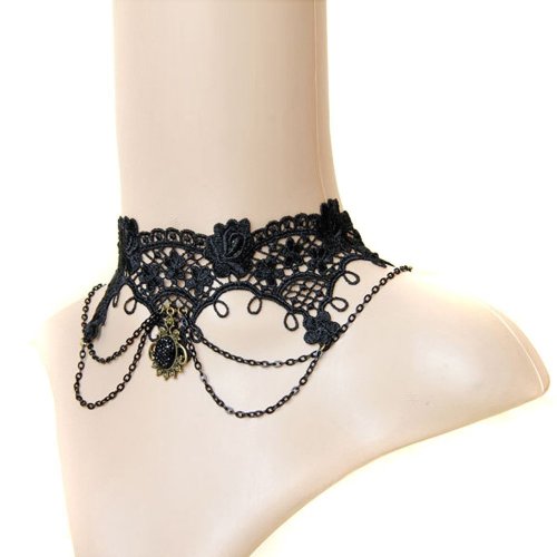 TOOGOO Colar gargantilha lã renda feita à mão estilo de palácio real gotico romântico para casamento festa, presente para mulheres