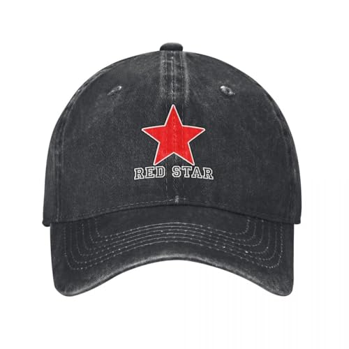 Casquette de baseball en jean délavé style rétro avec logo étoile rouge ajustable