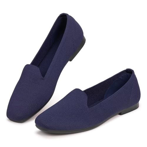 Image of Frank Mully Women's Loafer Flats Square Toe Comfortable Office Work Shoes, Cute Penny Loafer Slip On Walking Driving Shoes