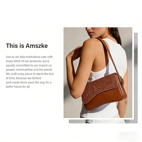 Image of Amszke Shoulder Bag for Women Y2K Crossbody Purse PU Leather Underarm Handbag 2 Adjustable Strap for Daily Commute Travel