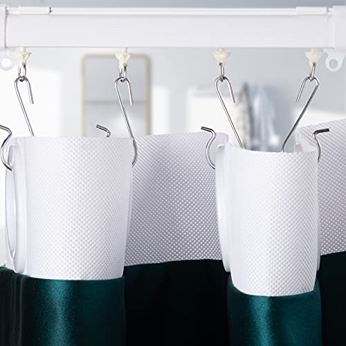 60 Stück Gardinenhaken Gleiter inklusive 30 Gardinen Gleiter und 30 Vorhang Haken Ösengleiter Gardinenröllchen für Schiene Duschvorhang, Weiß (Klassischer Stil)