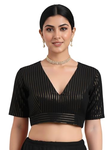 Image of Thevasa Women's Everyday Divine Depth V Neck Half Sleeves Blouse