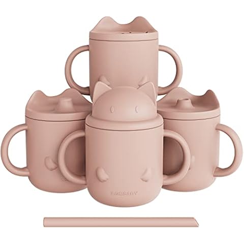 LYASIL Trinklernbecher Silikon, 4 Stück 100% BPA-frei Rutschfest Weich Schnabeltasse Baby Cover
