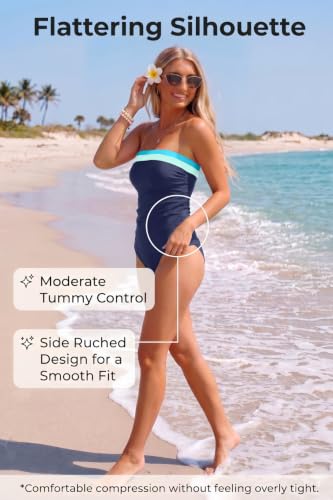 Image of Daci Women Strapless Tankini Tummy Control 2 Piece Bandeau Swimsuit