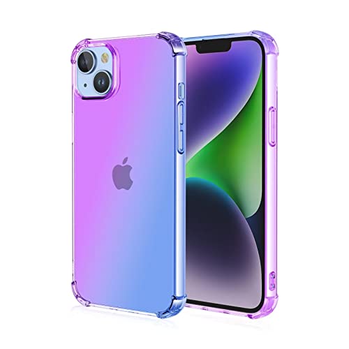 Custodia EASSGU Per IPhone 15 Pro (6.1'') - Cover Posteriore In Vetro Sfumato Viola E Blu - Anti-Caduta, Anti-Graffio, Leggera