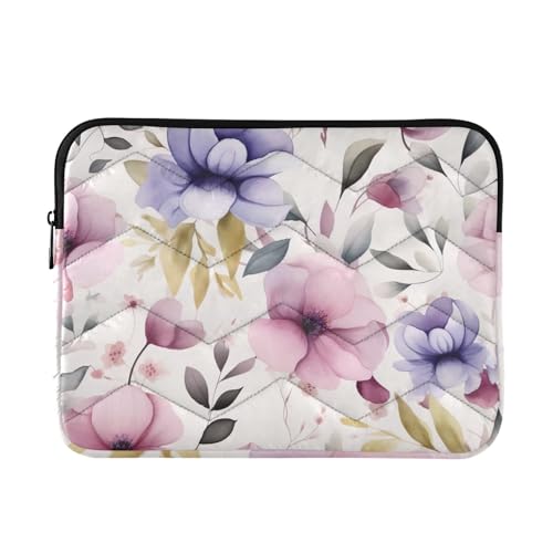 Funda para portátil de 13-14 pulgadas morada con diseño floral miniatura 1