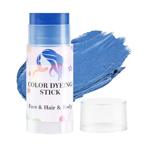 HULYHDP Blue Temporary Hair Color Sticks Washable Non-Sticky Waterproof Hair Dye Chalk Multi-Purpose Face & Body Paint for 4th of July Soccer World Cup Cosplay Festival Rave & Daily Party Makeup