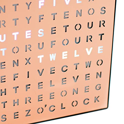 Stiles Light Up Word Clock, Unique Copper Desk Clock With Usb Cable, 10 By 10 Inches, Modern And Funky Living Room, Bedroom, Home, Or Office Decor #TOP1