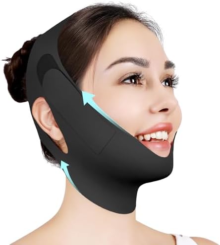 Chin Strap for Sleeping,Adjustable Chin Strap,Jaw Strap,Jawline Shaper,V Line Lifting Mask,Black,M