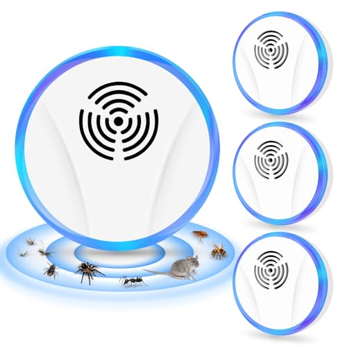 Repelente Ultrasónico de Plagas, TGKYK 4 Piezas Interior Repelentes Ultrasónicos de Plagas, Electrónica Repelente de Plagas Ultrasónico para expulsar plagas como Ratas, Mosquitos, cucarachas, Avispas