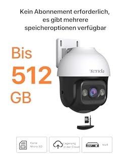 Tenda 3MP Überwachungskamera Aussen WiFi, 2K IP Kamera Outdoor mit Nachtsicht 30M in Farbe, 2-Wege Audio, IP65, AI Personen&Bewegungserkennung, Automatisches Tracking, Kompatibel mit Alexa, CH3 V2.0