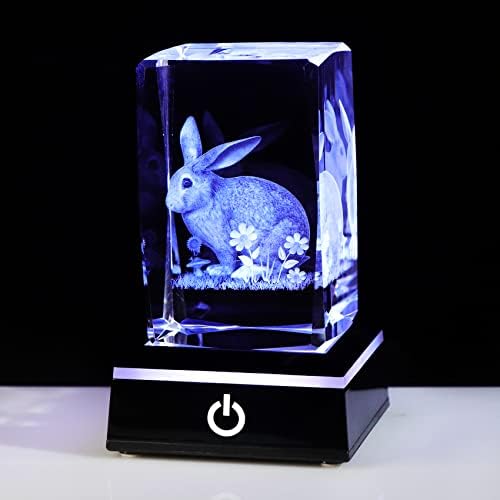 3D Crystal Gift for Women Engraved Lily Flower and Hummingbird Figurines Keepsake Glass Animal Night Light Ornament Birthday Gifts for Mum Friends Men