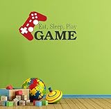 Zatoo Eat Sleep Game Wall Decal,Boys Gaming Room Wall Decor Teen Gamer Bedroom Decorations Wallpaper