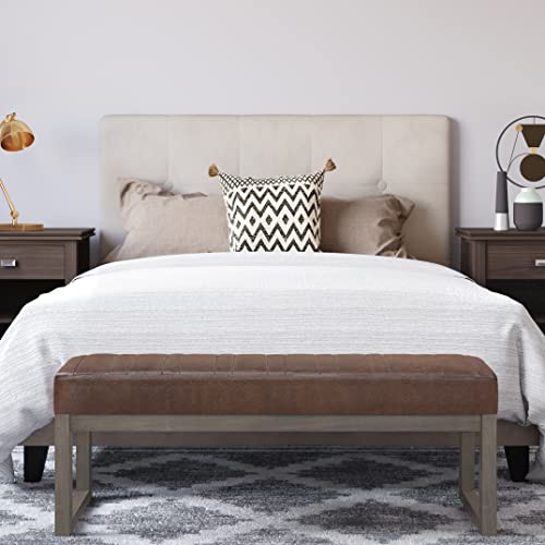 SIMPLIHOME Casey 48 inch Wide Contemporary Rectangle Ottoman Bench in Distressed Chestnut Brown Vegan Faux Leather, Assembled for the Living Room and Bedroom - Image 2