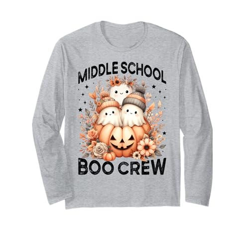 Boo Crew ミドルスクール 先生 女性 男性 子供 ハロウィン ゴースト 長袖Tシャツ