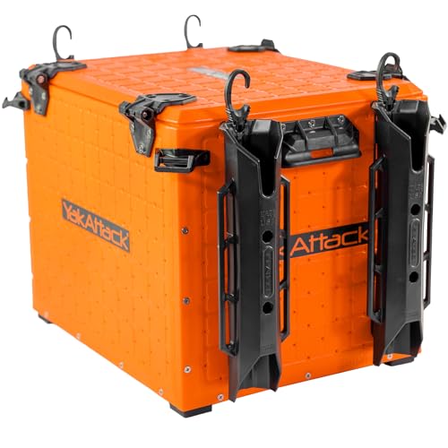 YakAttack BlackPak Pro 13" x 16" Kayak Fishing Crate with 4 Rod Holders - Orange | Tackle Storage...