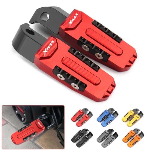 GRAKSOTO オートバイ後部乗客 フットペグペダ For Yamaha Xmax 300 Xmax 250 Xmax 125 Xmax 400 2017-2024 アルミリアペダル