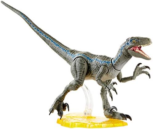 Jurassic World Velociraptor Blue 6-inches Collectible Action Figure with Movie-Authentic Detail, Movable Joints and Figure Display Stand; for Ages 4 and Up
