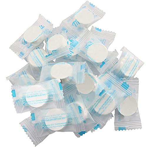 Longdex Toalla desechable comprimida desechable, 100 Piezas, portátil, para Viajes, Seca, compresa, para Cuidado Facial, Color Blanco