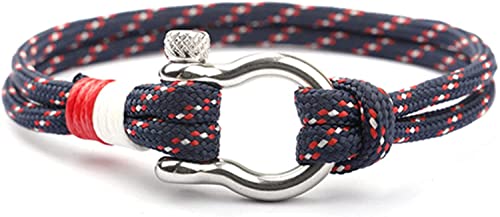 Générique Bracelet en corde pour homme, manille en acier au titane, durable et anti-rayures, fait à la main, bracelet nautique pour homme