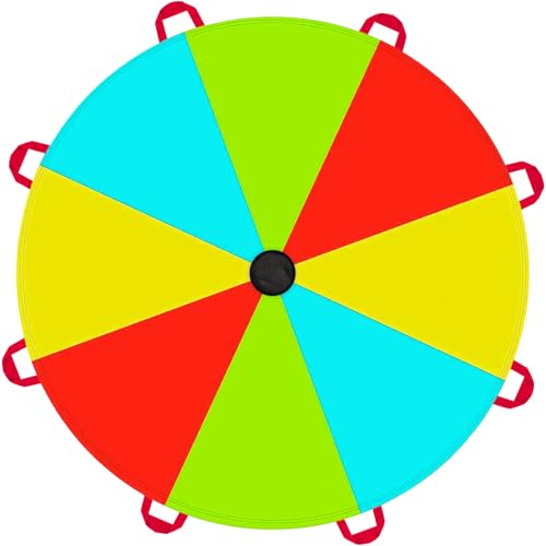 NARMAY Kids Play Parachute, 6ft Rainbow Parachute with 8 Handles, Cooperative Group Game Toy for Indoor & Outdoor Play