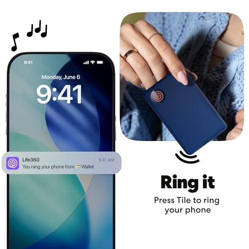 Image of Life360 Tile Slim - Wallet Finder, Bluetooth Tracker and Item Locator for Luggage Tags, Passports and More. Both iOS and Android Compatible. Phone Finder. 1-Pack (Navy Blaze)