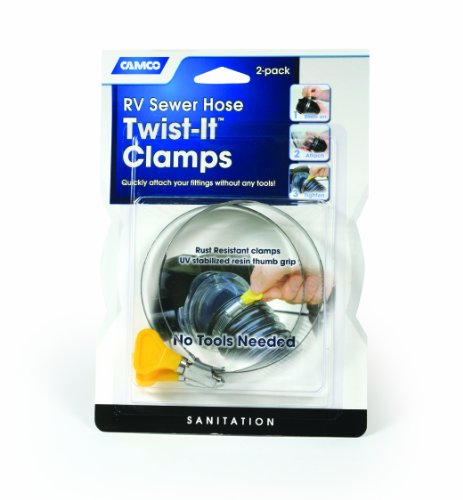 Image of Camco 39553 RV Sewer Hose 3 inch Twist-It Clamps - Pack of 2