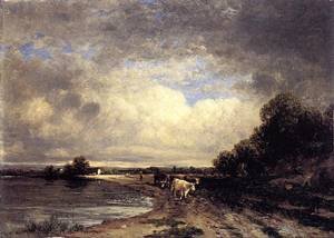 Peinture à l'huile fine Roadside Shark River 1877 David Johnson reproduction sur toile