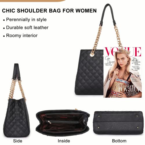 Montana West Shoulder Handbags For Women Quilted Tote Purse Ladies Designer Satchel Hobo Bag With Chain Strap Gift Mwc-040Bk #TOP3