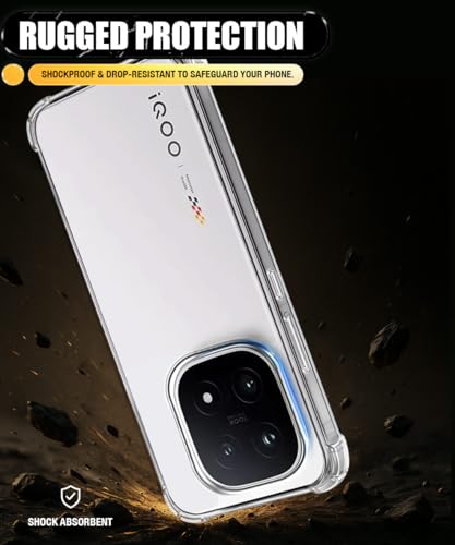 Image of WOW IMAGINE Ultra-Hybrid Crystal Clear Back Case for iQOO 15 5G | Shockproof Design | Camera Protection Bump | Hard Mobile Back Cover with Cushioned Edges - Transparent