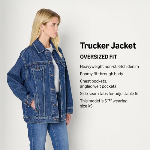 Image of Amazon Essentials Women's Regular-Fit Denim Trucker Jacket
