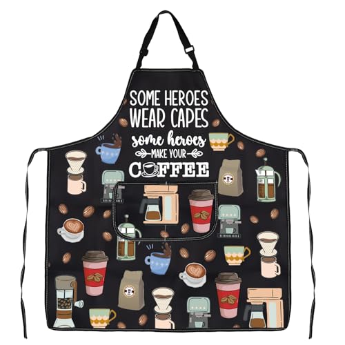 JXGZSO Barista Gift Barista Apron Coffee Themed Aprons Some Heroes Wear Capes Some Heroes Make