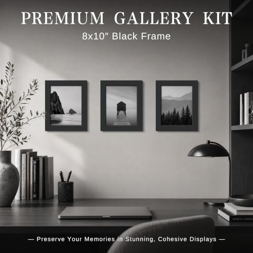 Image of VCK 8x10 Picture Frame Set of 9, Black Solid Wood Photo Frame, Wall Display