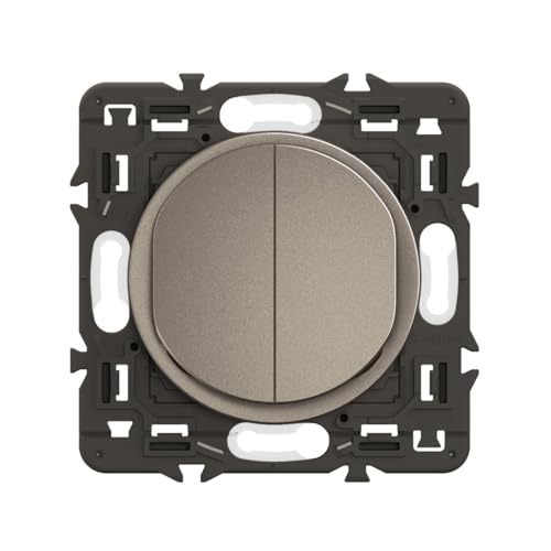 LEGRAND - Interrupteur Double ou Va-et-vient - 10A - Commande d'Eclairage Complète - A compléter avec une plaque - Titanium